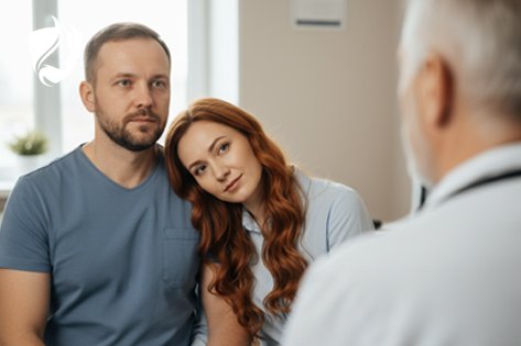 Семейная пара на приёме у психолога по программе реабилитации участников СВО